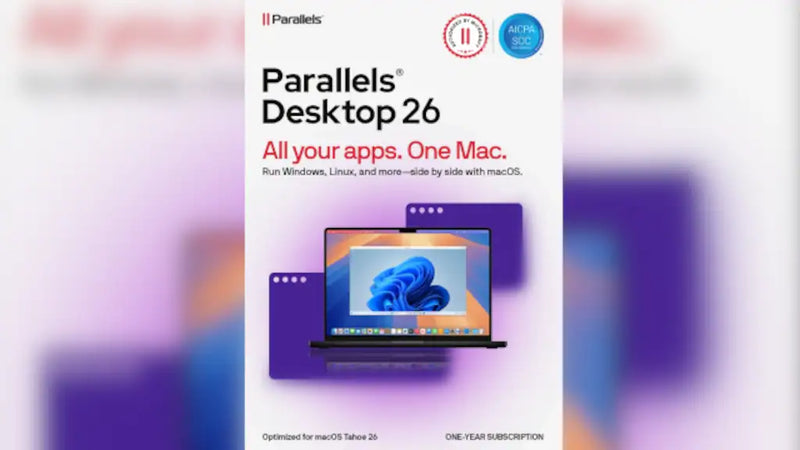 Parallels Desktop 26 box art for running Windows on a Mac