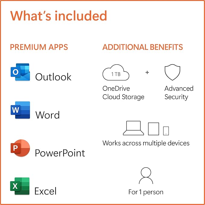 Microsoft 365 Personal | 1 YEAR | GLOBAL | 1 USER | 1TB STORAGE | PC/Mac Instant Download