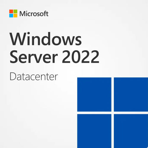 Microsoft Windows Server 2022 Datacenter 24-core box art and licence artwork for three devices