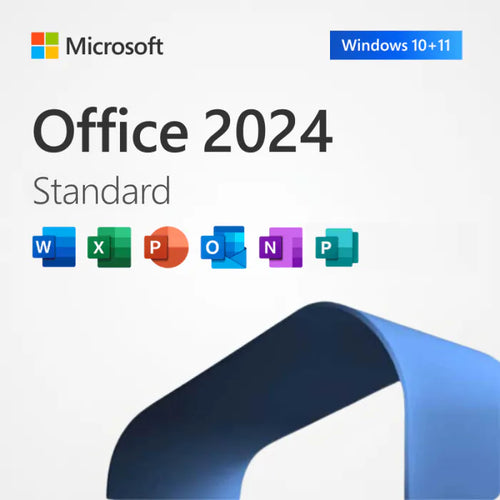 Microsoft Office Standard 2024 box art for Windows showing the Office application suite