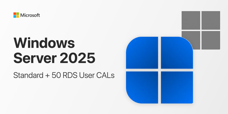 Microsoft Windows Server 2025 Standard + 50 RDS User CALs | Complete Bundle | Lifetime License